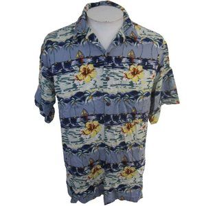 Utility vintage Men Hawaiian camp shirt p2p 23 M aloha luau tropical floral tiki